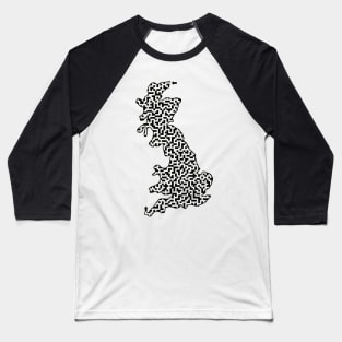 UK Great Britain Island Outline Maze & Labyrinth Baseball T-Shirt